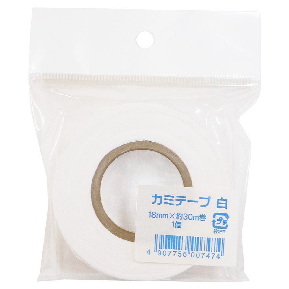 エヒメ紙工　紙テープ　幅１８ｍｍ×３０ｍ巻　白