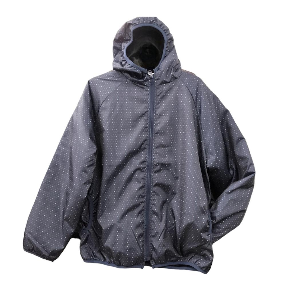 婦人　水玉裏シャギーパーカー　紺