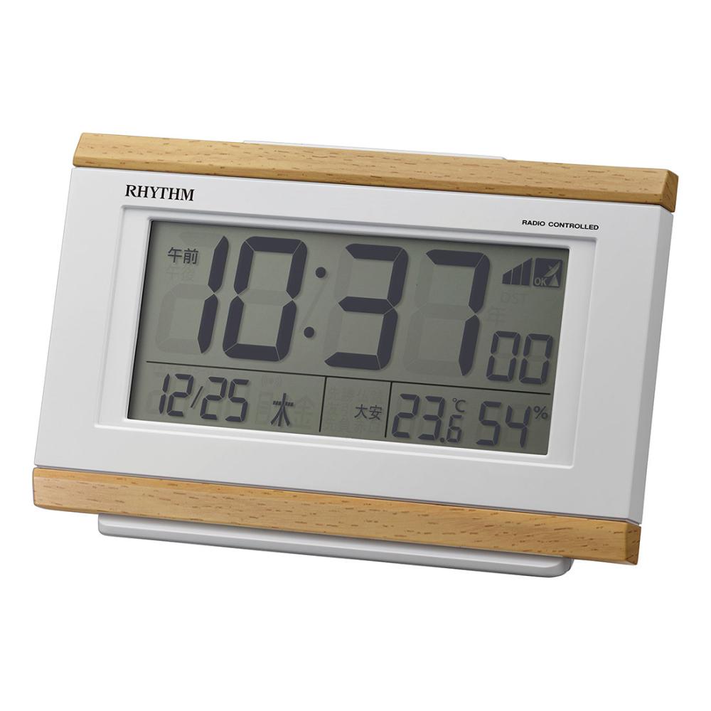 リズム　フィットウェーブ電波置時計　薄茶木目仕上　８ＲＺ１６１ＳＲ０７