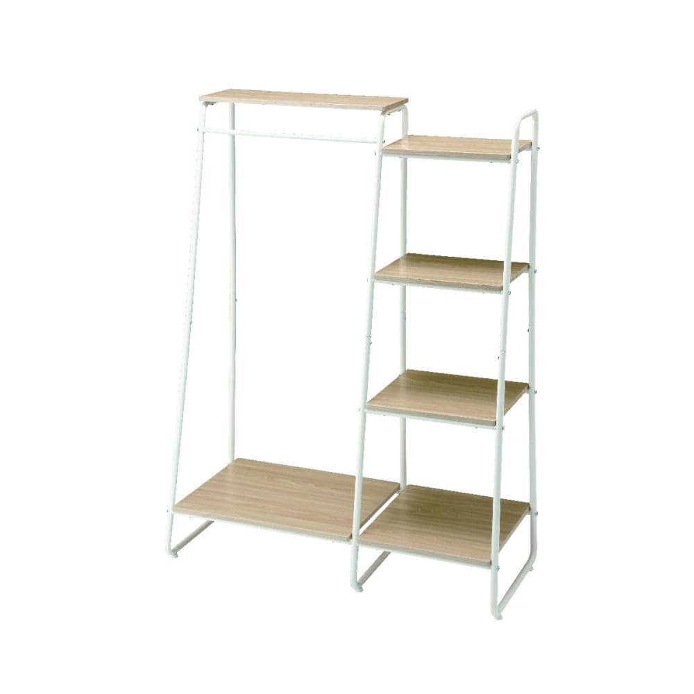 アテーナライフ　ハンガーラック　４段棚付　ホワイト　Ｍ１０８