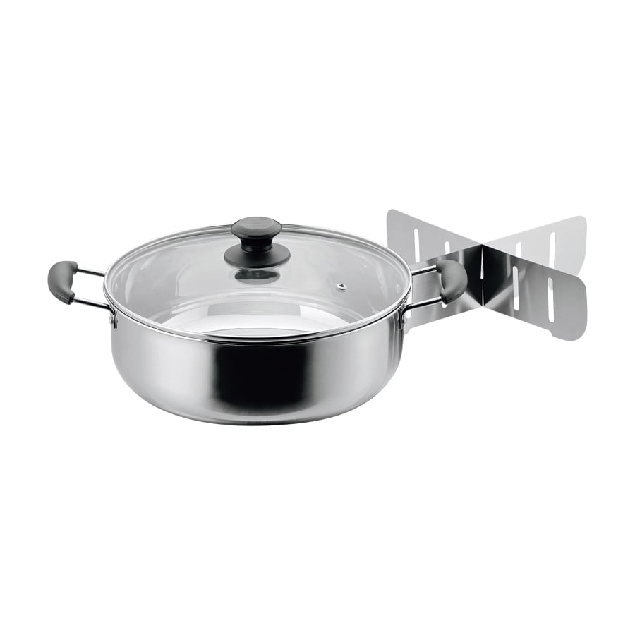 パール金属　和楽庵ステンレス製ガラス蓋付おでん鍋　仕切付き　２６ｃｍ