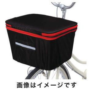 電動アシスト自転車用　前カゴカバー　２段式　ブラック／レッド