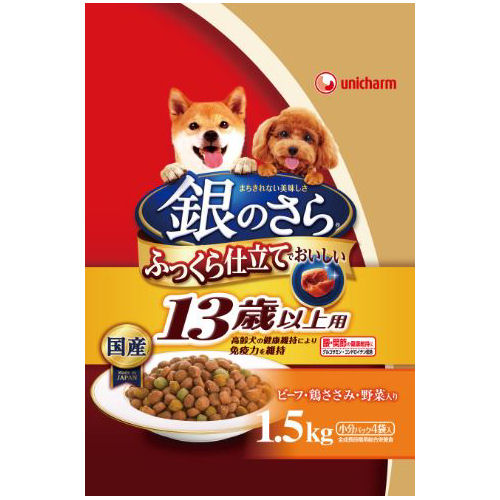 ユニ・チャーム　銀のさら　１３歳以上　ビーフ・鶏ささみ・野菜　１．５ｋｇ