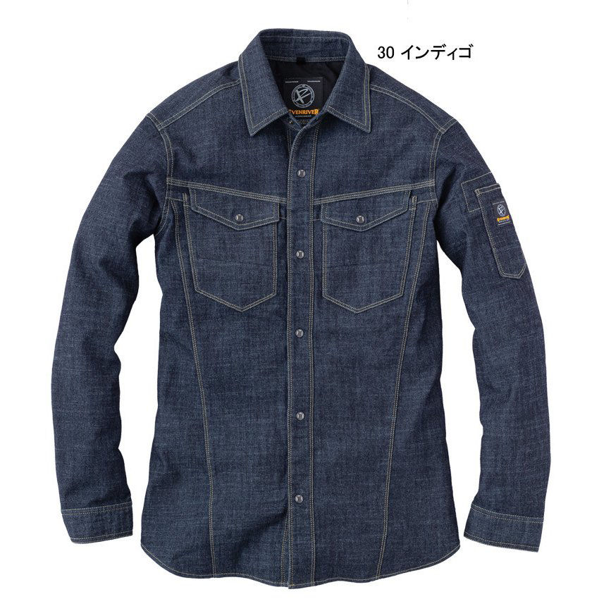 【アウトレット】　イーブンリバー　ストレッチエアーライトシャツ　インディゴ　ＬＬ　ＳＲ－６００６