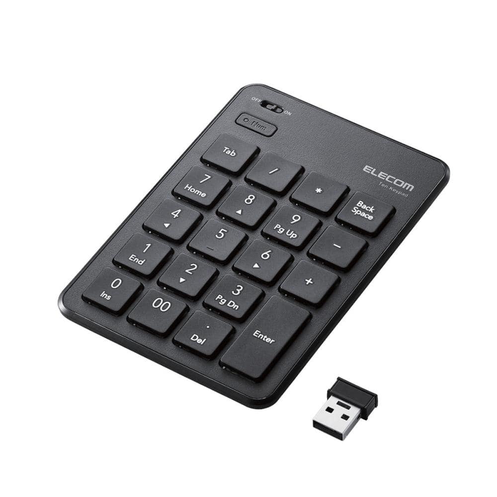 エレコム　無線テンキーパッド　パンタグラフ式　薄型　ブラック