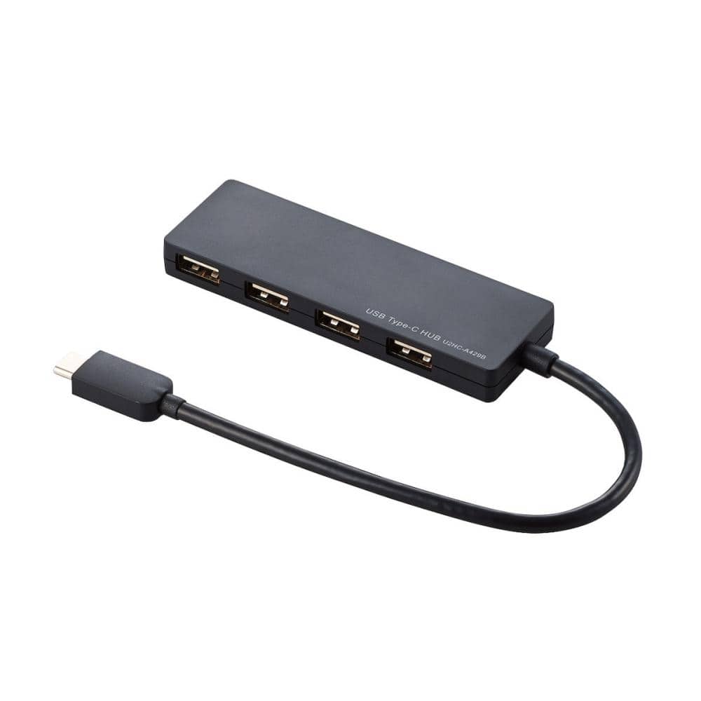 エレコム　ＵＳＢ２．０ハブ　Ｔｙｐｅ－Ｃ　Ａメス４ポート　バスパワー　１５ｃｍケーブル　ブラック
