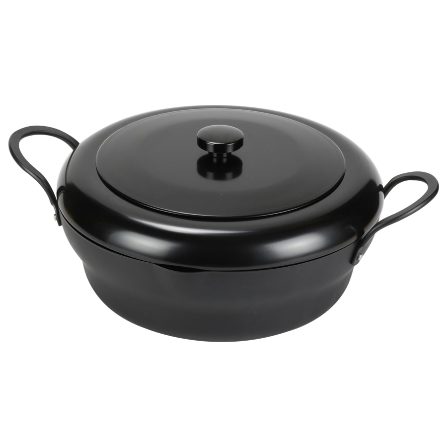 パール金属　揚げクック　鉄製蓋付段付天ぷら鍋　２８ｃｍ