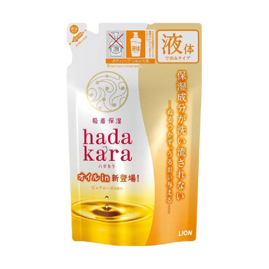 ライオン　ハダカラ（ｈａｄａｋａｒａ）　液体ボディソープ　オイルイン　ピュアローズの香り　詰め替え用　３４０ｍＬ