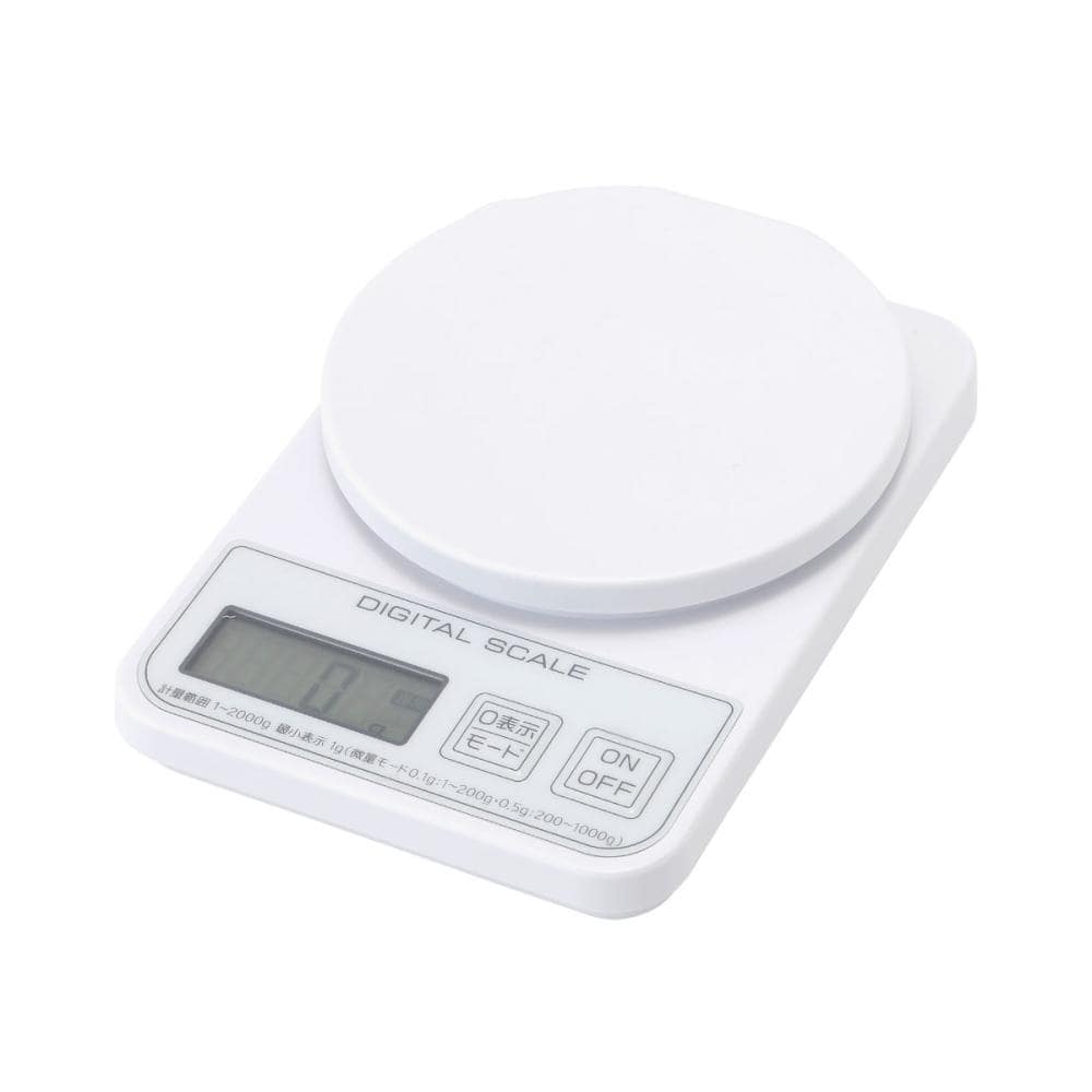 アテーナライフ　デジタルクッキングスケール　２ｋｇ　ホワイト　ＫＤＳ－２２００