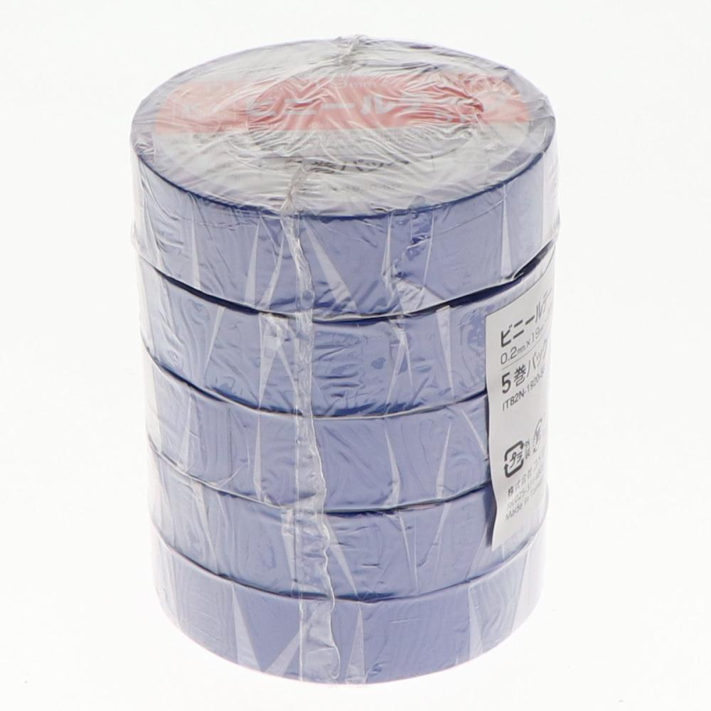 Ｋ＋ＢＵＩＬＤ　ＰＶＣ絶縁テープ　青　１９ｍｍ×２０ｍ　５巻パック