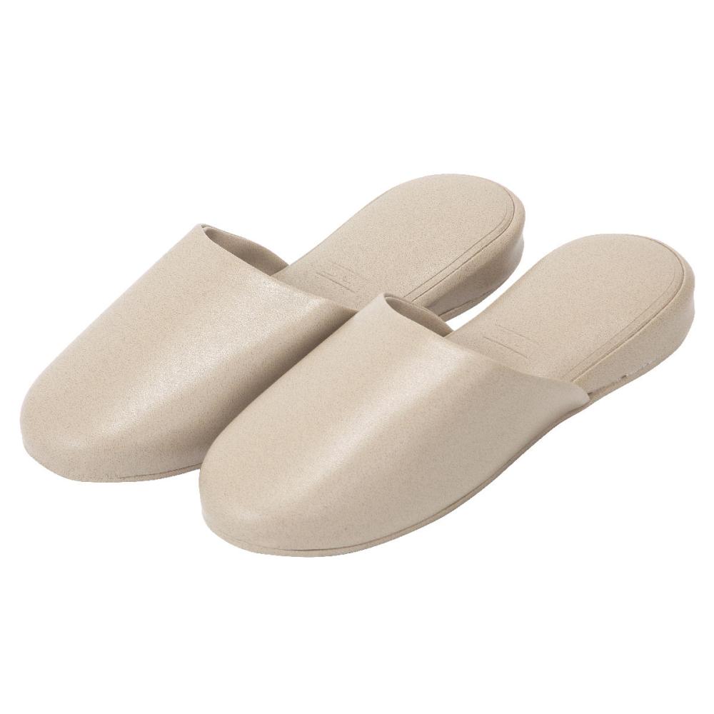 抗菌厚底　ＰＶＣレザースリッパ　ベージュ