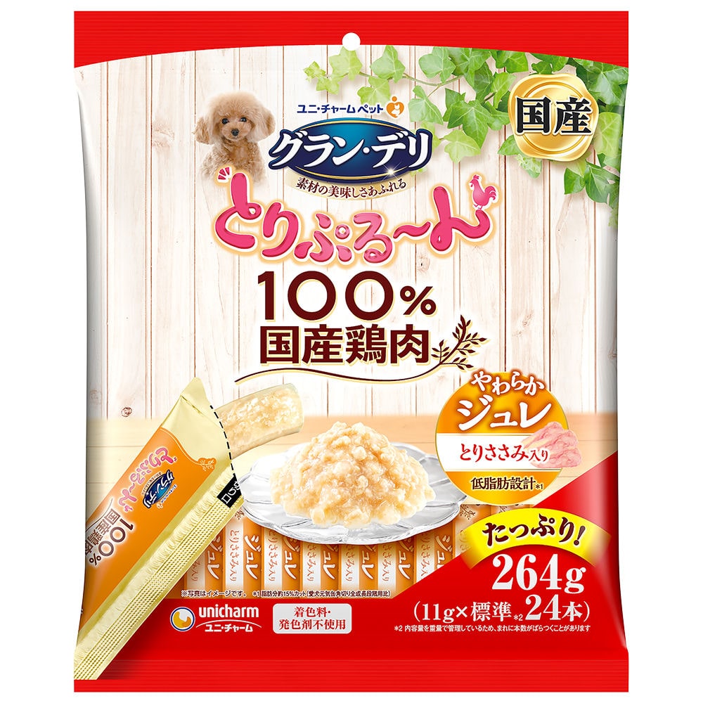 ユニ・チャーム　グラン・デリ　とりぷる～んジュレ　１００％国産鶏肉　とりささみ入り　２４本