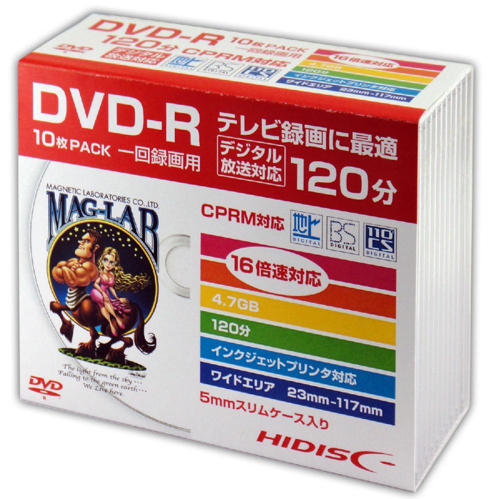 １回録画用　ＤＶＤーＲ　１６倍速対応　１０枚スリムケース入