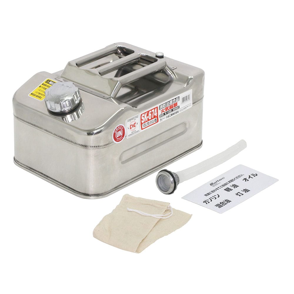 大自工業　Ｍｅｌｔｅｃ　ガソリン携行缶　ステンレス　１０Ｌ　ＳＫ－６７４