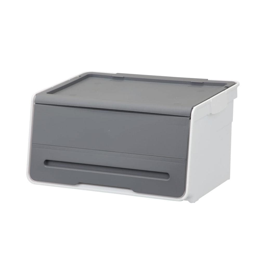 フラップ収納ボックス　イニシオ　ワイド　グレー