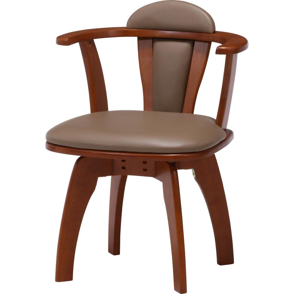 不二貿易　ダイニング　肘付き回転チェア　６２７０－４Ａ　ブラウン