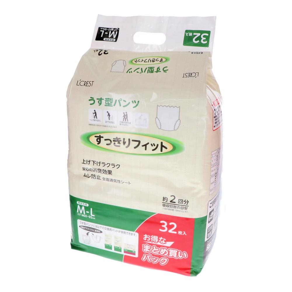 Ｌ’ＣＲＥＳＴ（ルクレスト）　大人用オムツ　うす型パンツ　ジャンボパック　Ｍ－Ｌ　３２枚入り