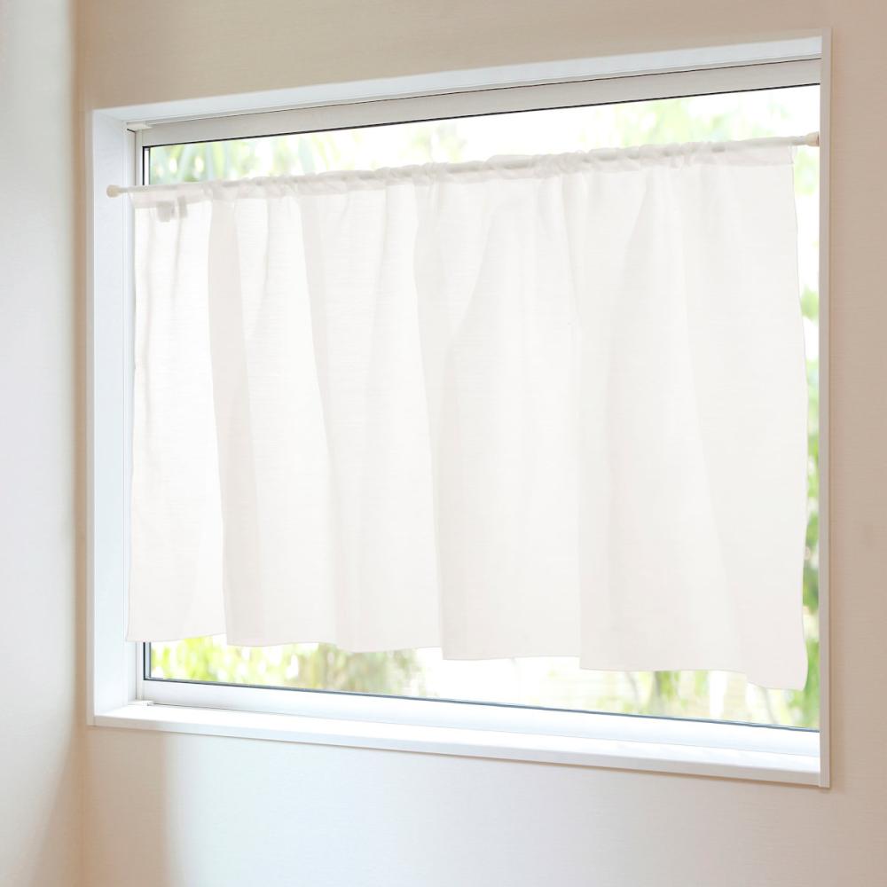 防炎カフェカーテン　セシル　ホワイト　１５０×７５ｃｍ