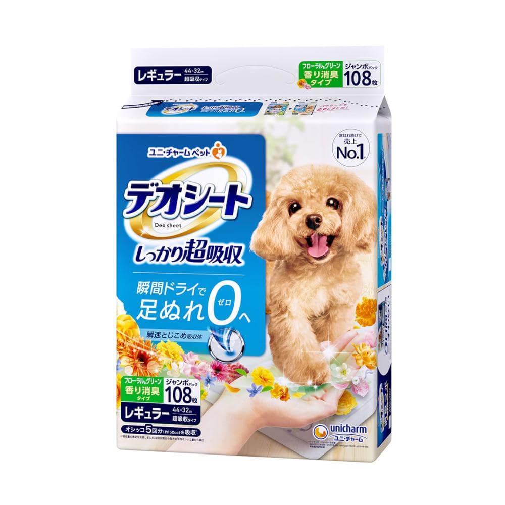 ユニ・チャーム　デオシート　消臭フレグランス　ジャンボパック　フローラル＆グリーングラス　レギュラー　１０８枚入り