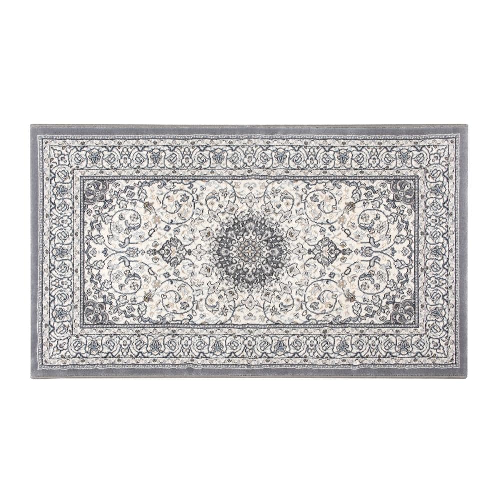 アテーナライフ　ベルギー製　ウィルトン玄関マット　ダビンチ　メダリオン　グレー　７０×１２０ｃｍ