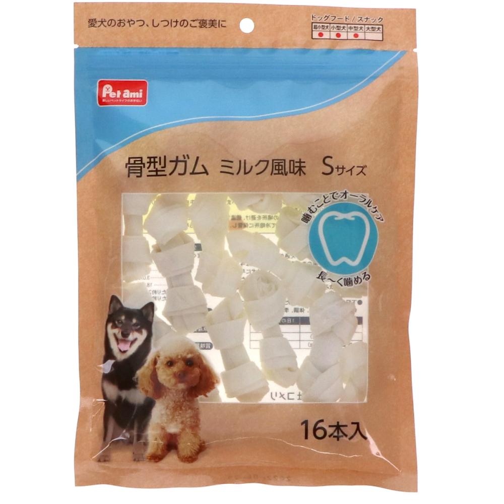 Ｐｅｔａｍｉ　骨型ガム　ミルク風味　Ｓ　１６本入り