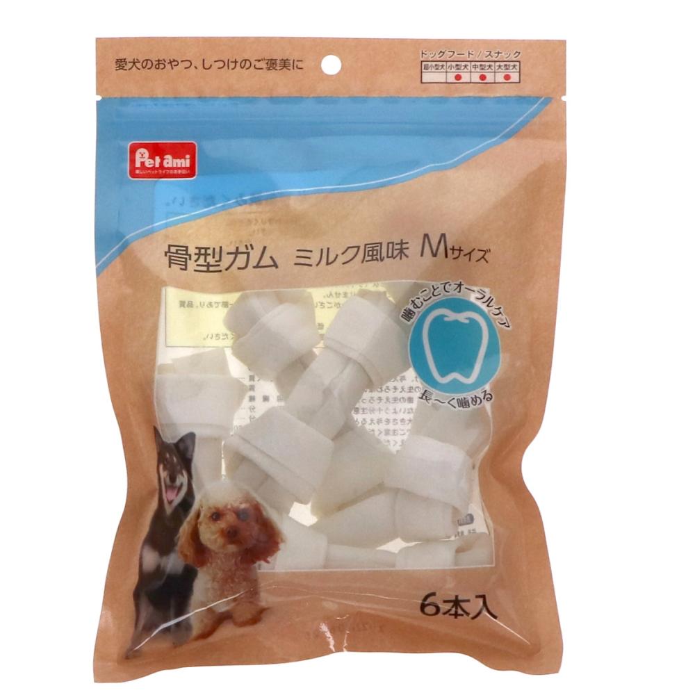 Ｐｅｔａｍｉ　骨型ガム　ミルク風味　Ｍ　６本入り