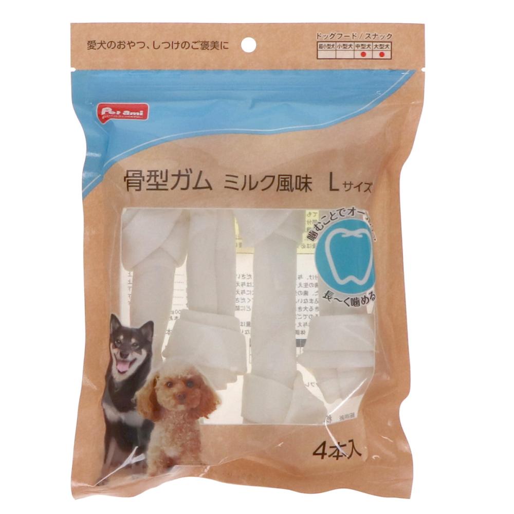 Ｐｅｔａｍｉ　骨型ガム　ミルク風味　Ｌ　４本入り
