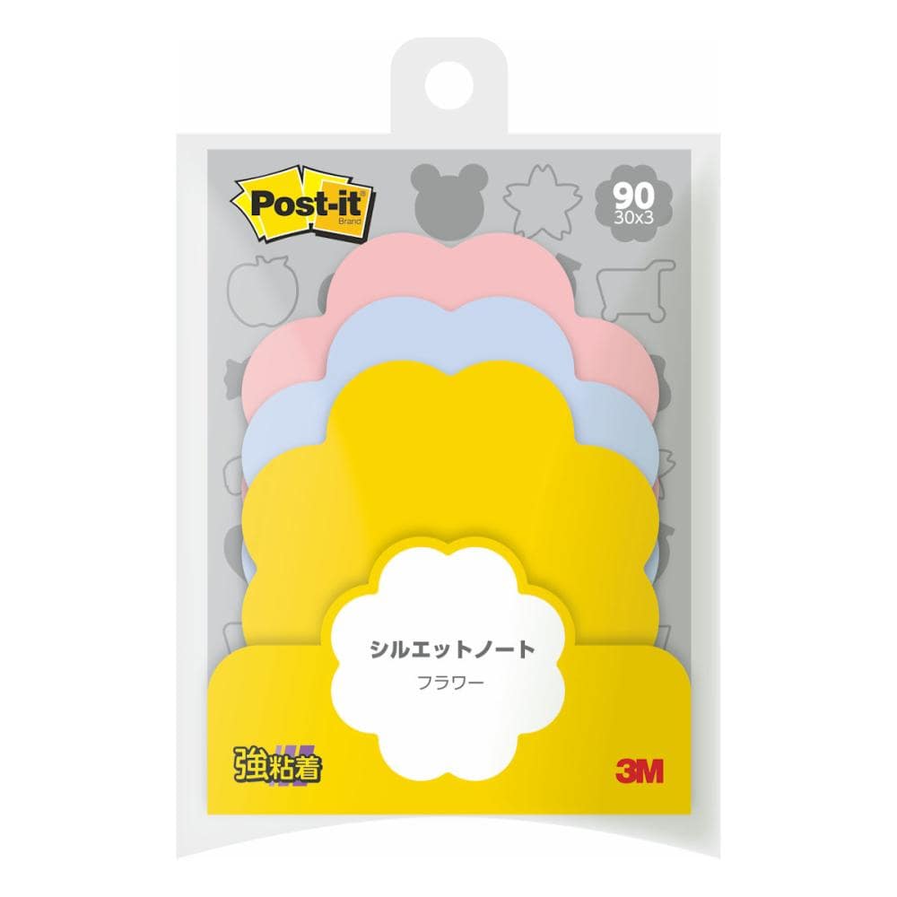 ポストイット　シルエットノート強粘着　フラワー