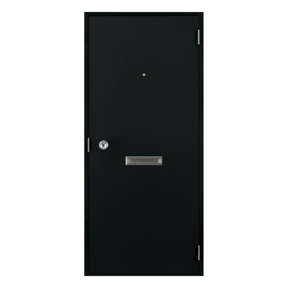 ＬＩＸＩＬ　ロンカラーフラッシュドア　ポスト付　本体のみ　握り玉仕様　ランマ無し　ブラック　０７８１８