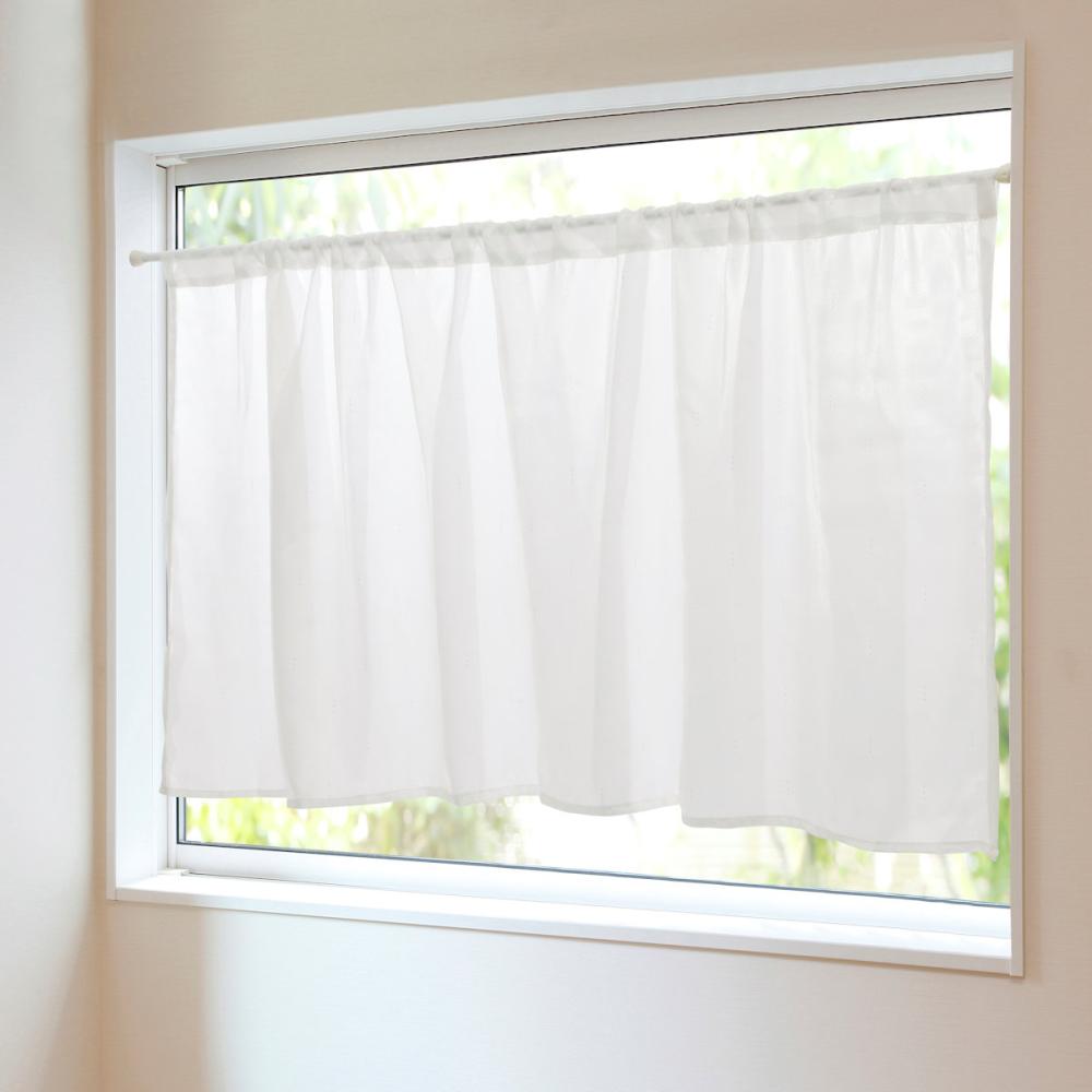 遮像・ＵＶカット　カフェカーテン　メテオーラ　ホワイト　１４５ｘ７０ｃｍ