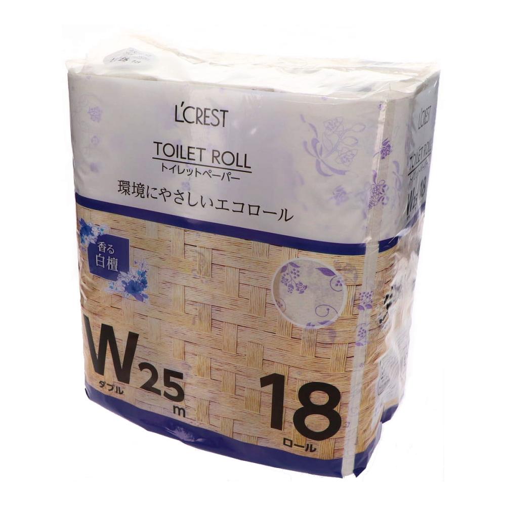 Ｌ’ＣＲＥＳＴ（ルクレスト）　トイレットペーパー　ダブル　２５ｍ巻　１８ロール入り　白檀の香り
