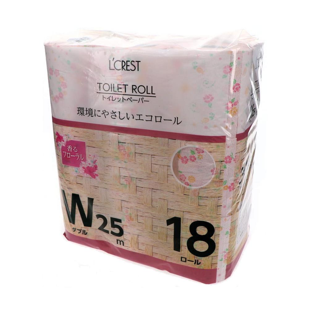 Ｌ’ＣＲＥＳＴ（ルクレスト）　トイレットペーパー　ダブル　２５ｍ巻　１８ロール入り　フローラルの香り