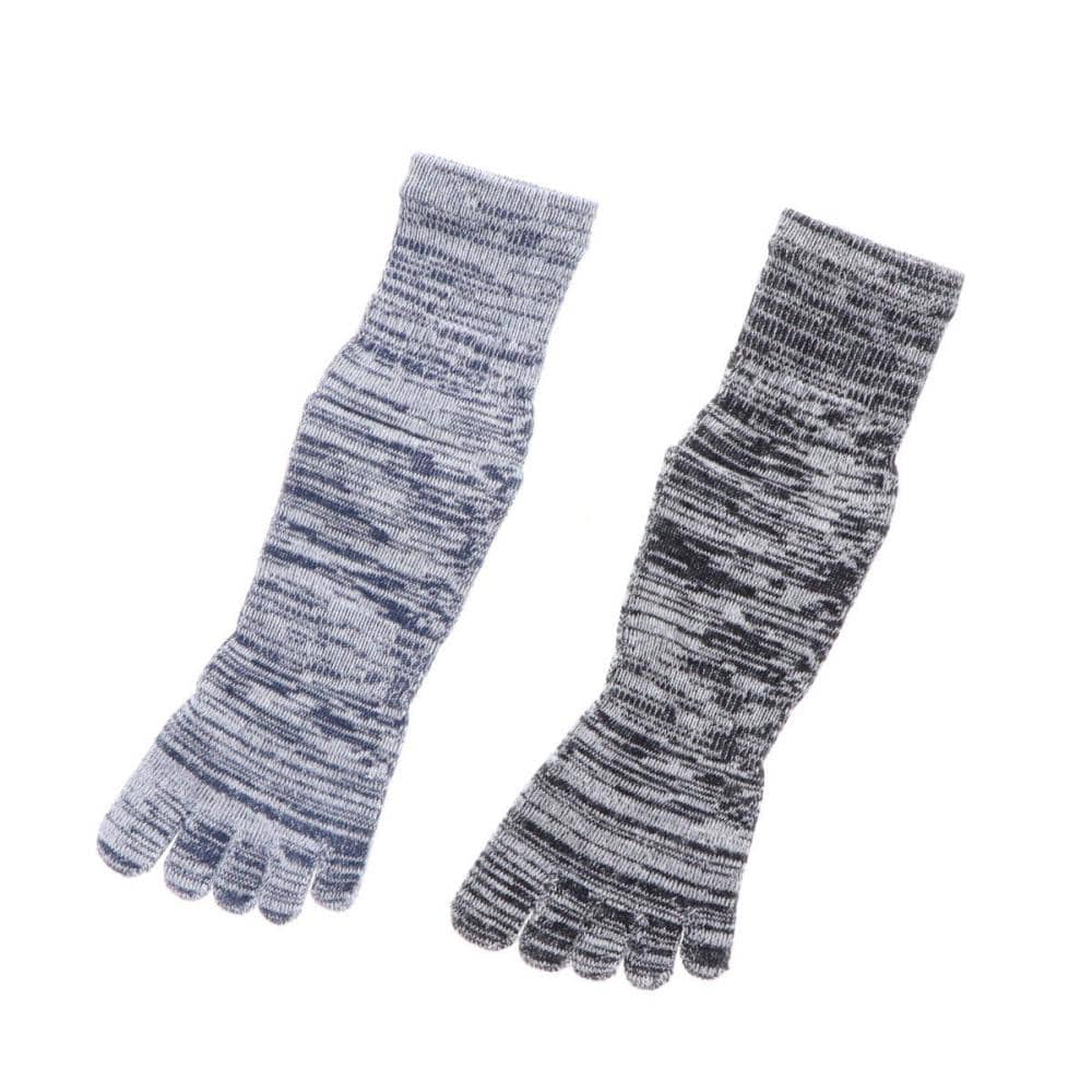 你的品牌名　サーモライトワークソックス　２足セット　５本指　杢ネイビー・杢グレー