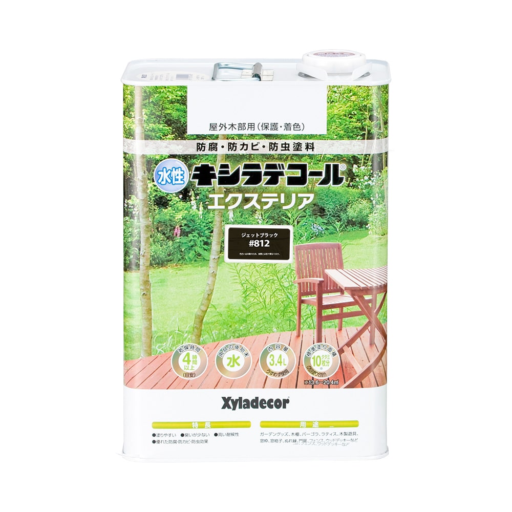 カンペハピオ　水性キシラデコール　エクステリア　ジェットブラック　３．４Ｌ