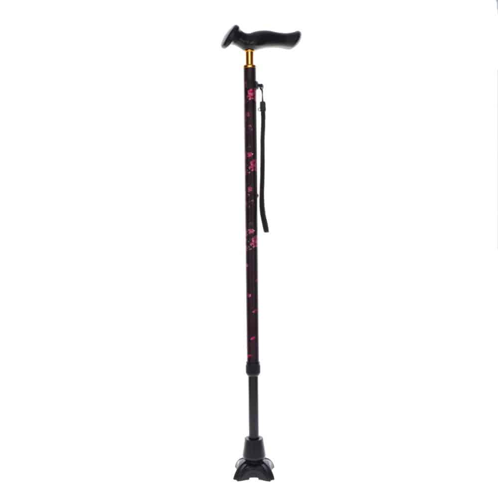 Ｌ’ＣＲＥＳＴ（ルクレスト）　自立する伸縮ステッキ　花柄　ブラウン