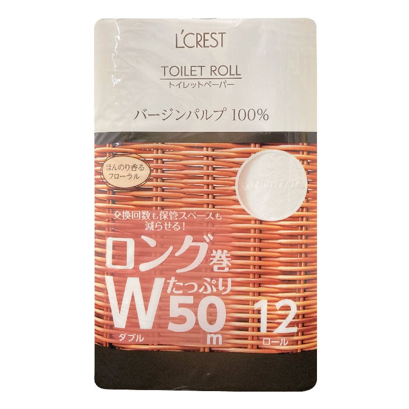 Ｌ’ＣＲＥＳＴ（ルクレスト）　トイレットロール　ロング巻　ダブル　１２ロール入り