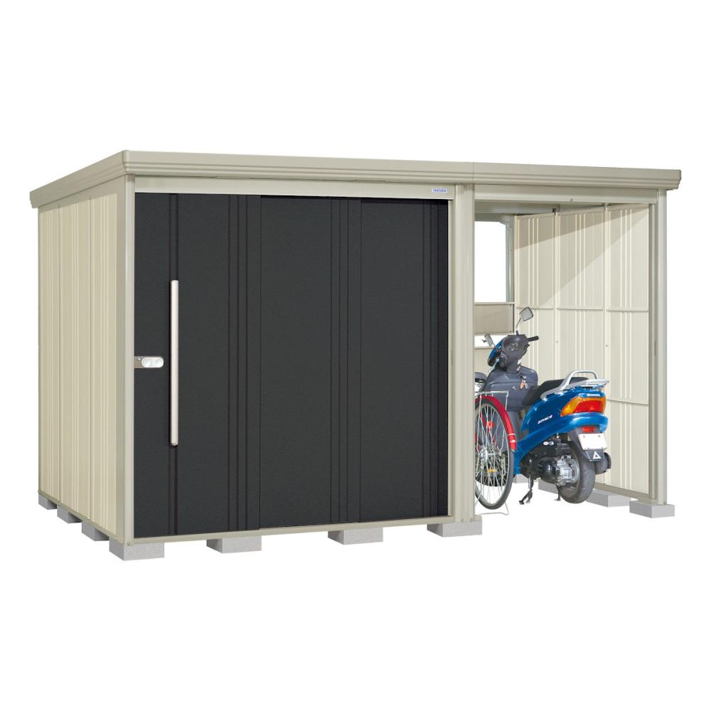 タクボ物置　Ｍｒ．ストックマン　プラスアルファ　間口３７２×奥行１９２ｃｍ　駐輪部間口１５０ｃｍ　多雪型・標準屋根　カーボンブラウン　ＴＰ－Ｓ３７１９Ｂ