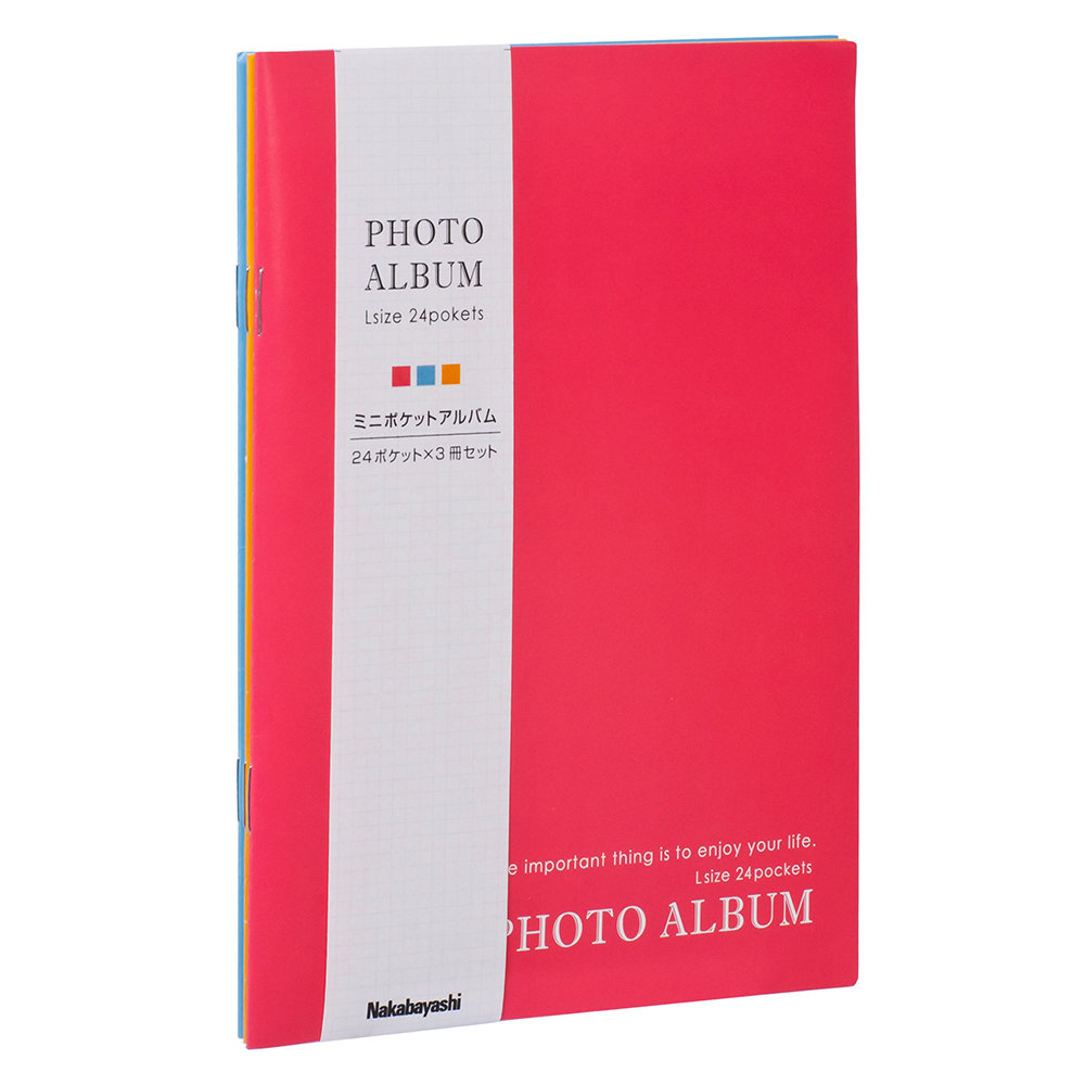 ナカバヤシ　ミニポケットアルバム　２４ポケット　３冊セット　カラフル　ア－ＰＡＬ－１０１－３Ｐ