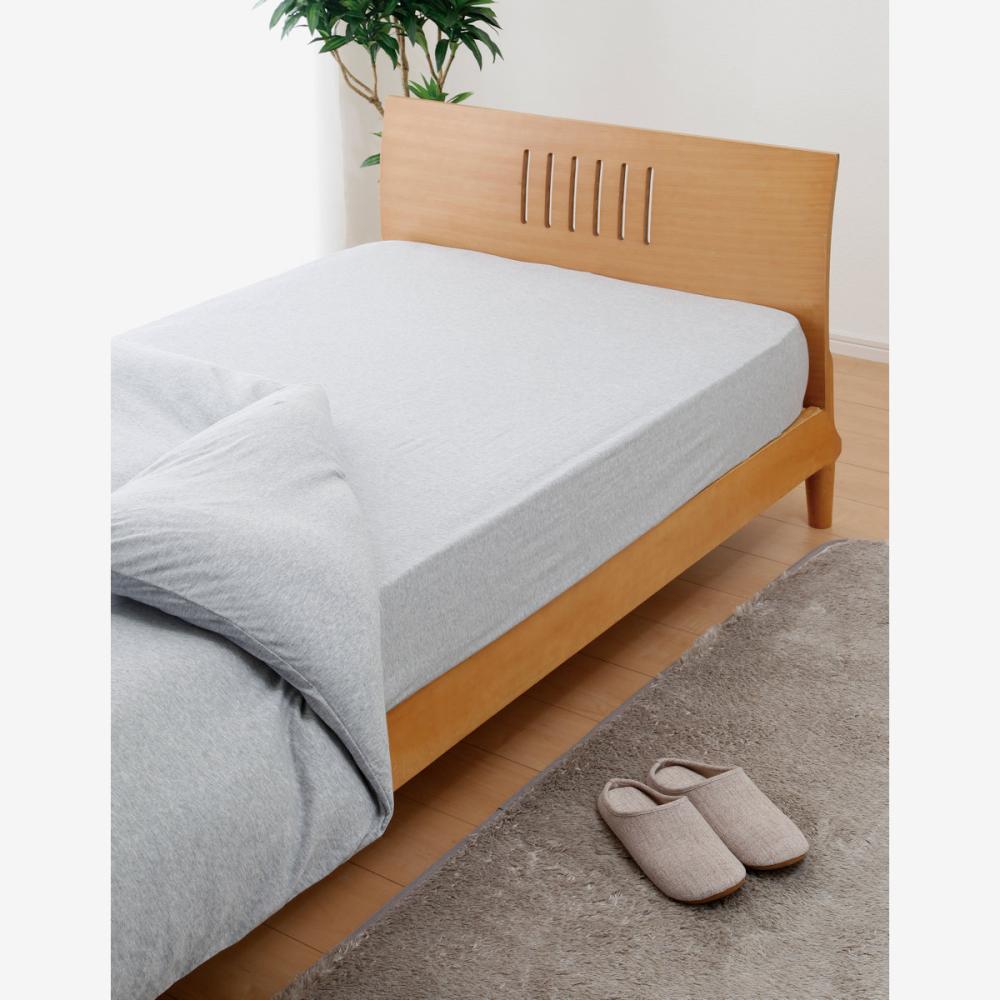アテーナライフ　綿混ニットＢＯＸシーツ　グレー　シングル　１００×２００×４０ｃｍ