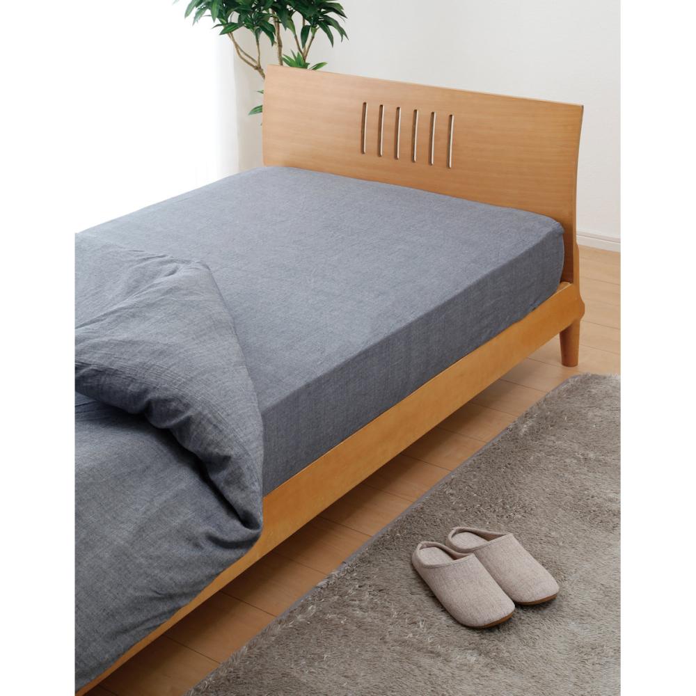アテーナライフ　綿１００％ＢＯＸシーツ　グレー　シングル　１００×２００×４０ｃｍ