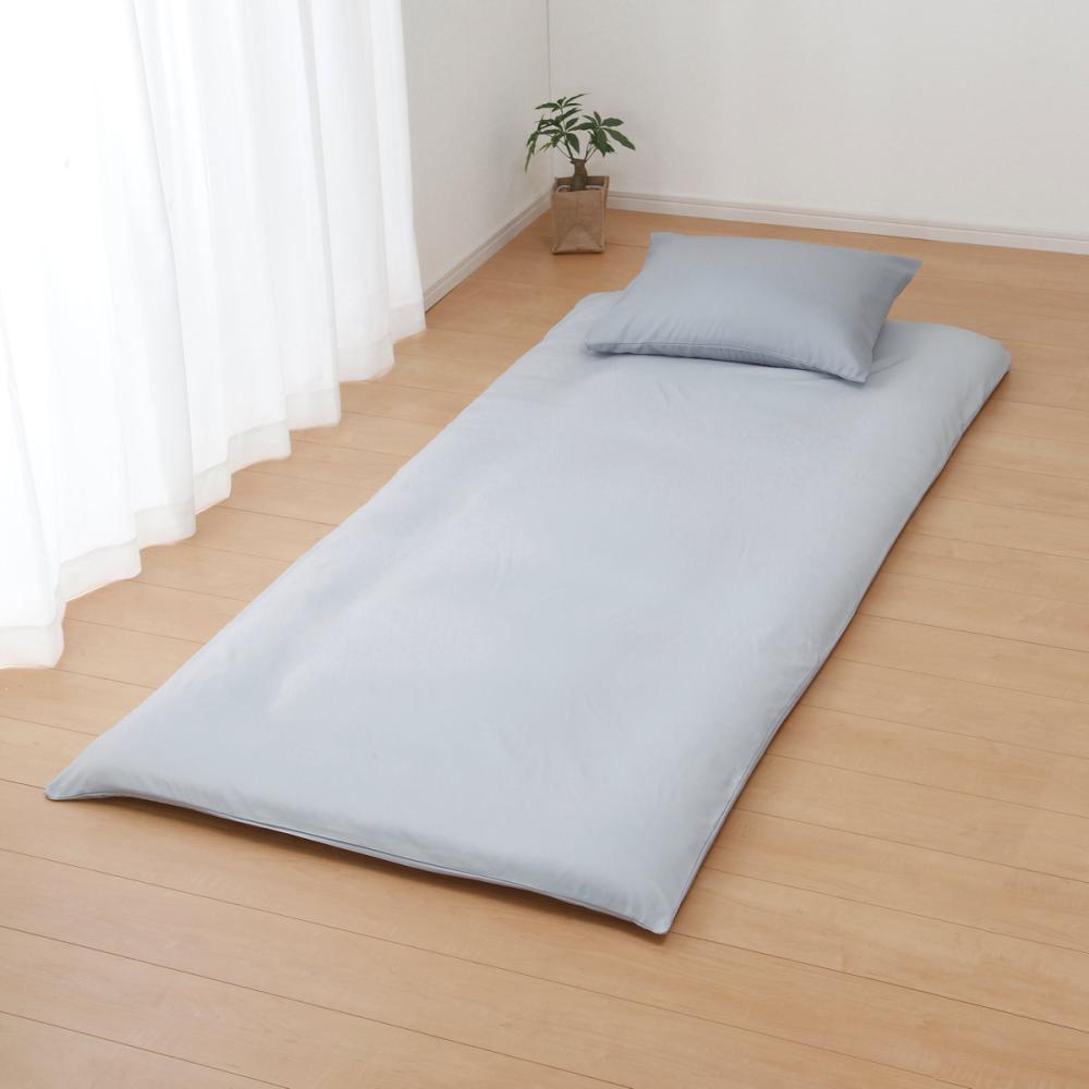 アテーナライフ　乾きやすいポリエステル敷布団カバー　グレー　シングルロング　１０５×２１５ｃｍ