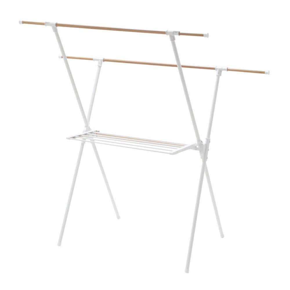 アテーナライフ　伸縮Ｘ型室内物干し　タオル掛け付き　白木目調　０３－０１３Ｓ