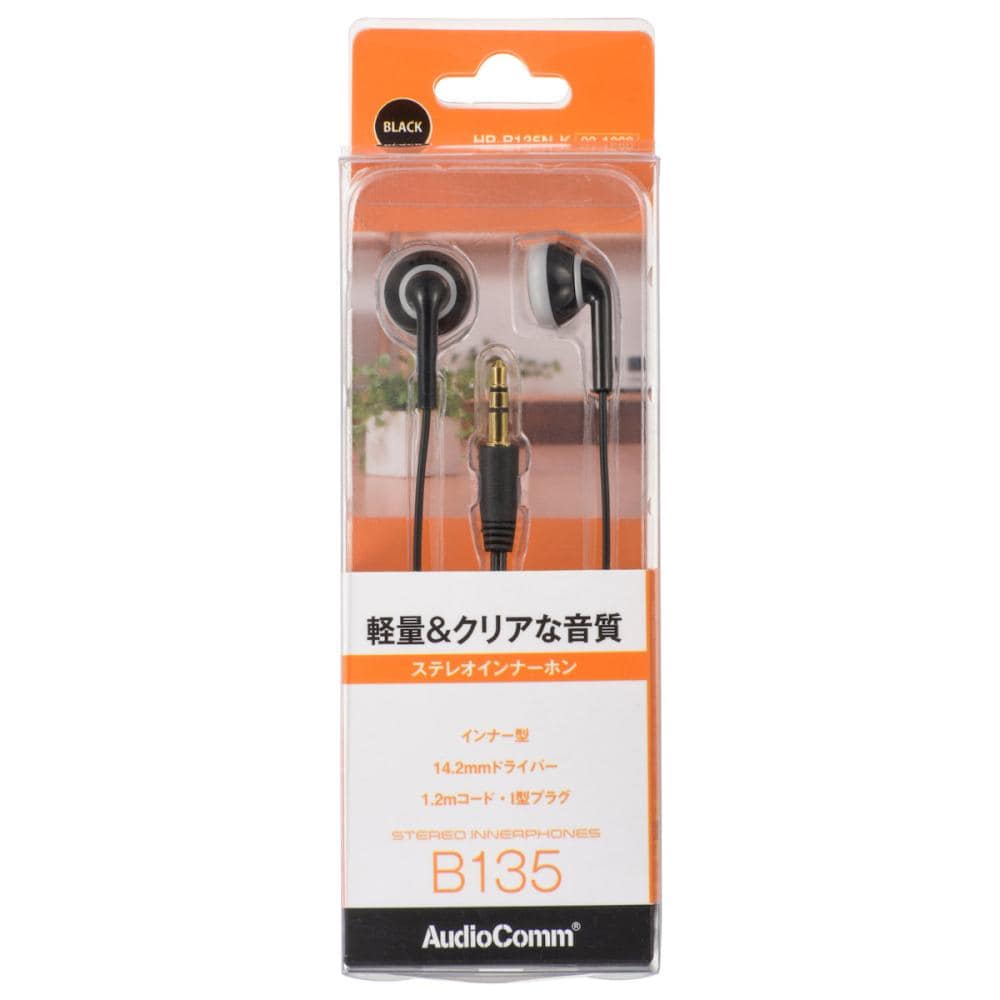 オーム電機　ＡｕｄｉｏＣｏｍｍ　ステレオインナーホン　１．２ｍ　ブラック　ＨＰ－Ｂ１３５Ｎ－Ｋ