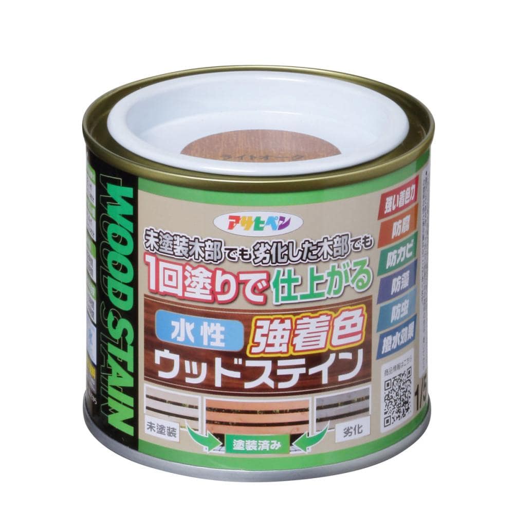 アサヒペン　水性強着色ウッドステイン　ライトオーク　１／５Ｌ