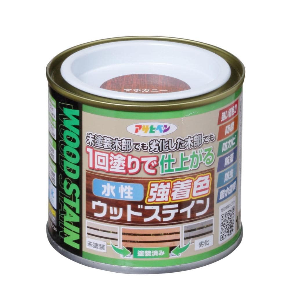 アサヒペン　水性強着色ウッドステイン　マホガニー　１／５Ｌ