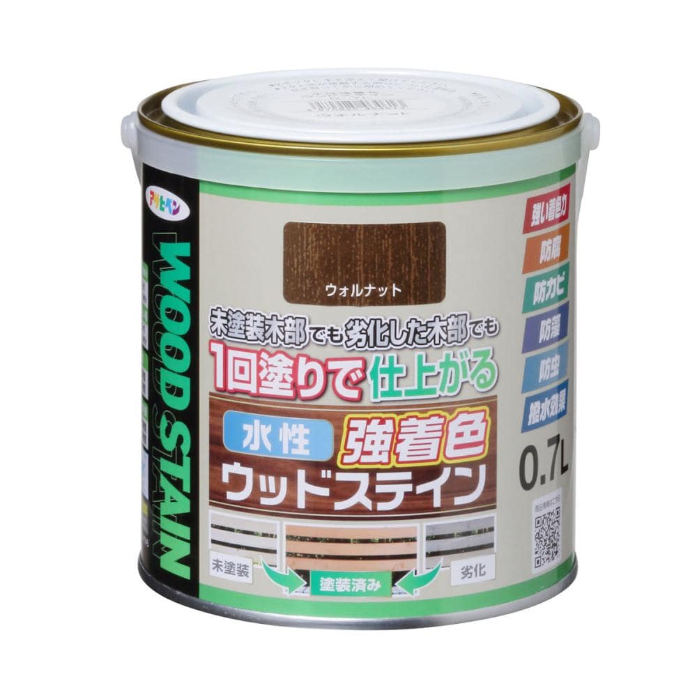 アサヒペン　水性強着色ウッドステイン　ウォルナット　０．７Ｌ