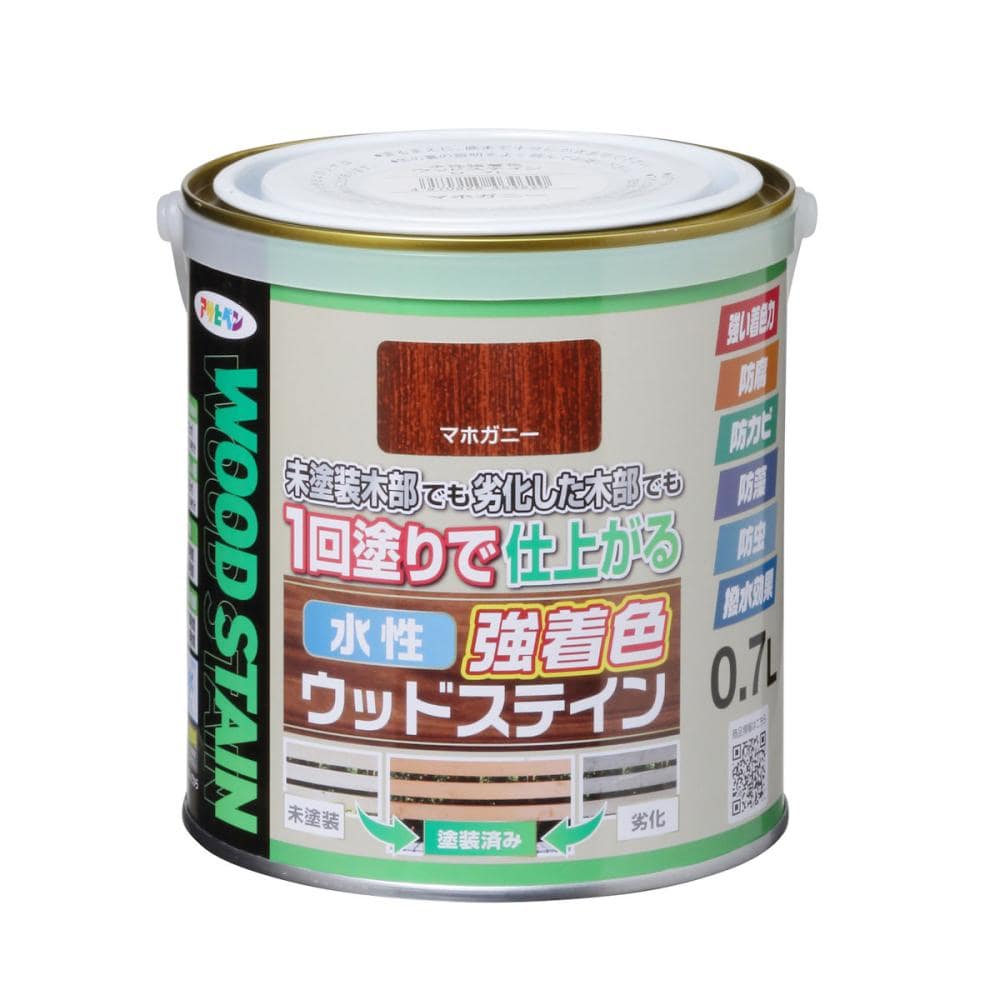 アサヒペン　水性強着色ウッドステイン　マホガニー　０．７Ｌ