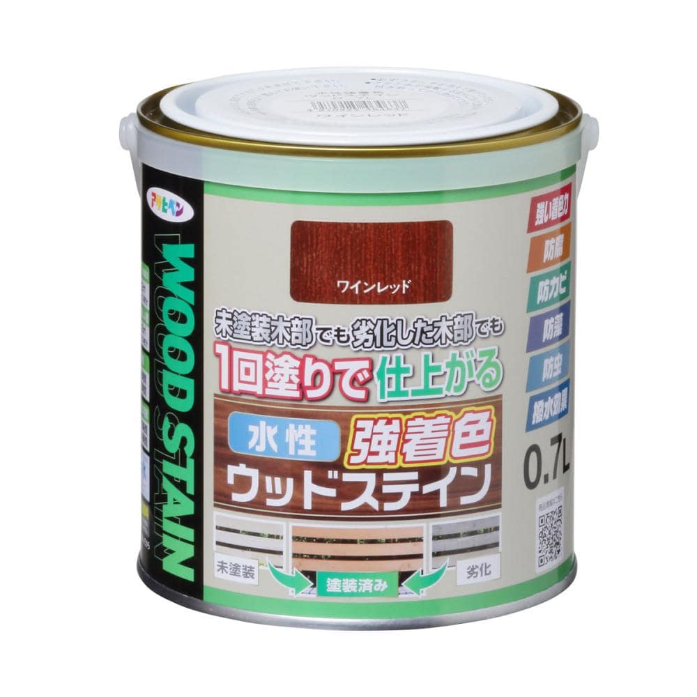 アサヒペン　水性強着色ウッドステイン　ワインレッド　０．７Ｌ