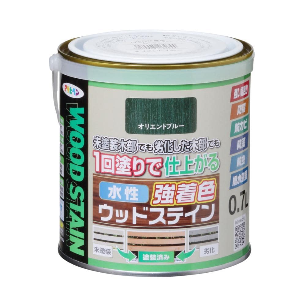アサヒペン　水性強着色ウッドステイン　オリエントブルー　０．７Ｌ