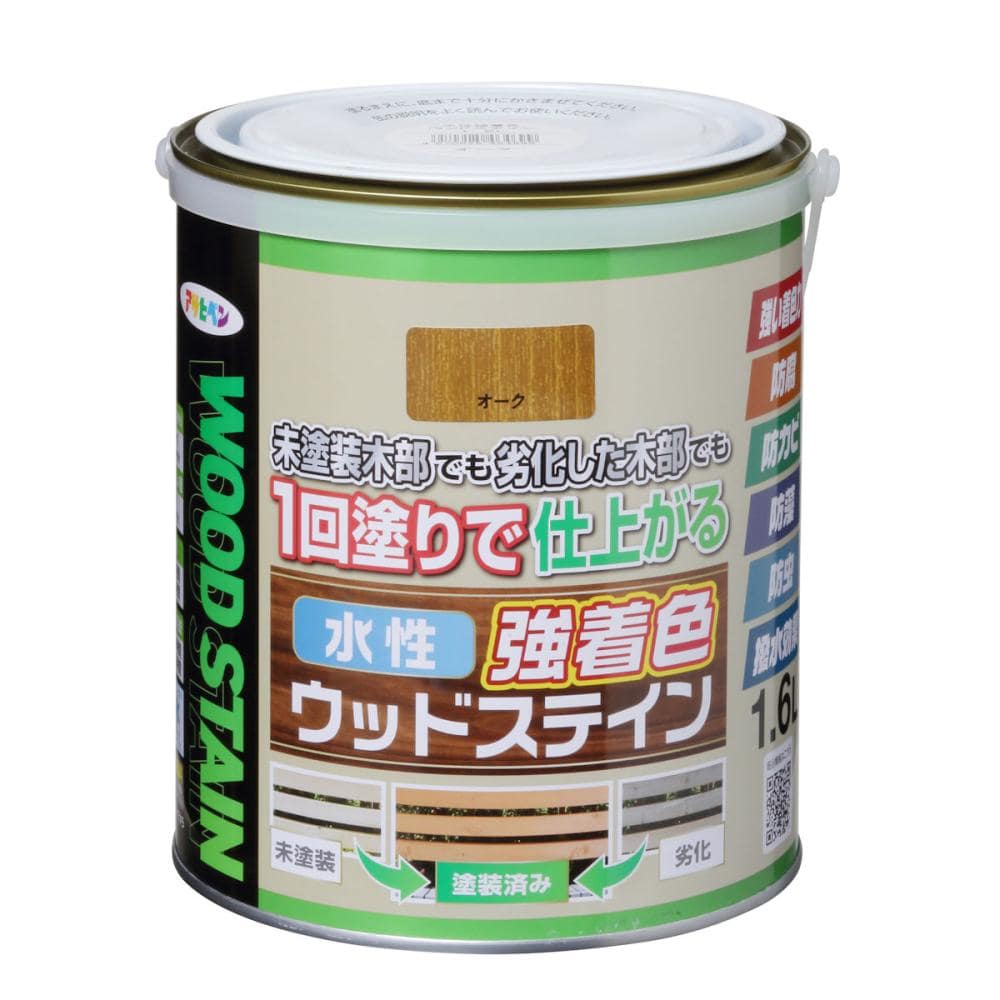 アサヒペン　水性強着色ウッドステイン　オーク　１．６Ｌ
